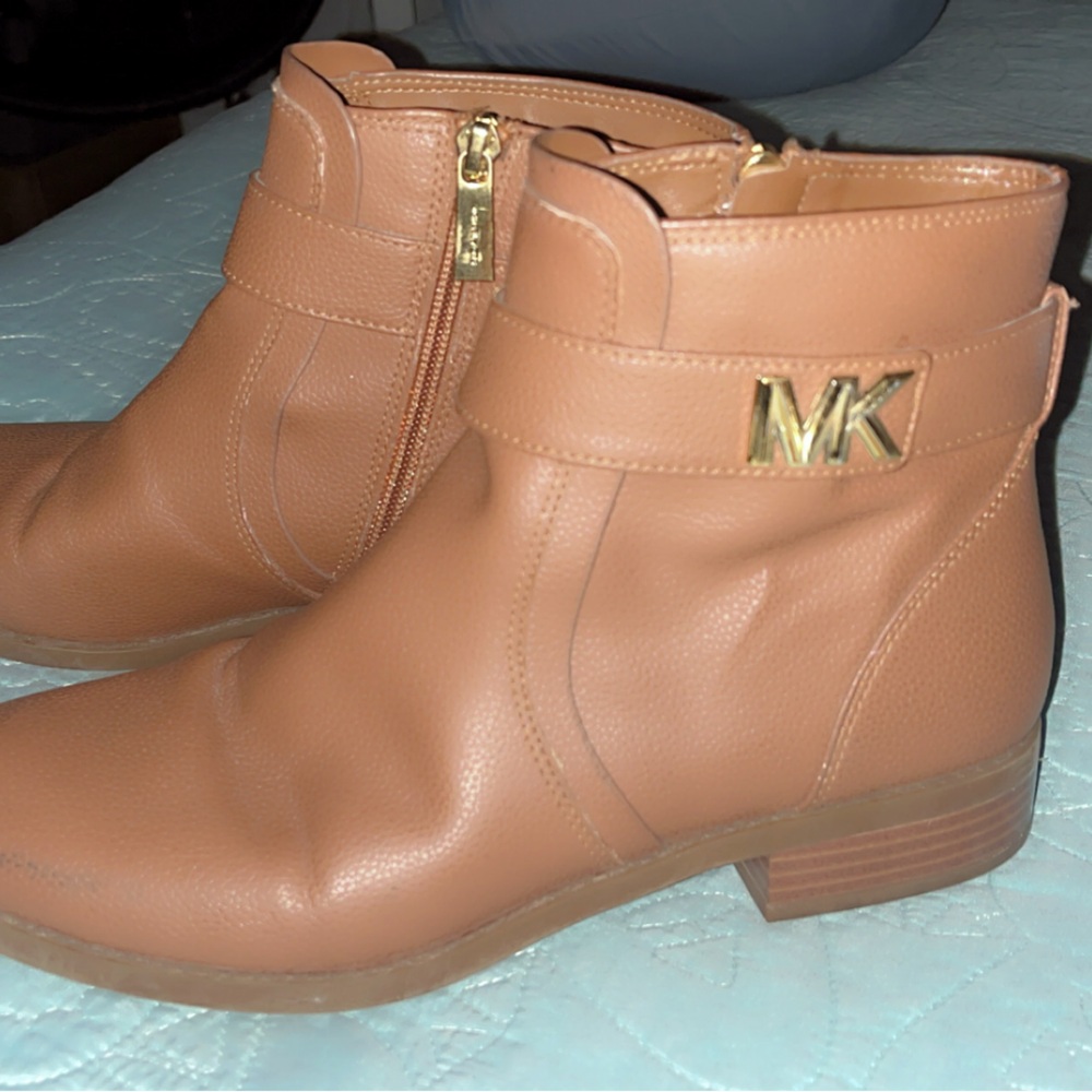Michael Kors Camel Ankle Boots with Gold Detail